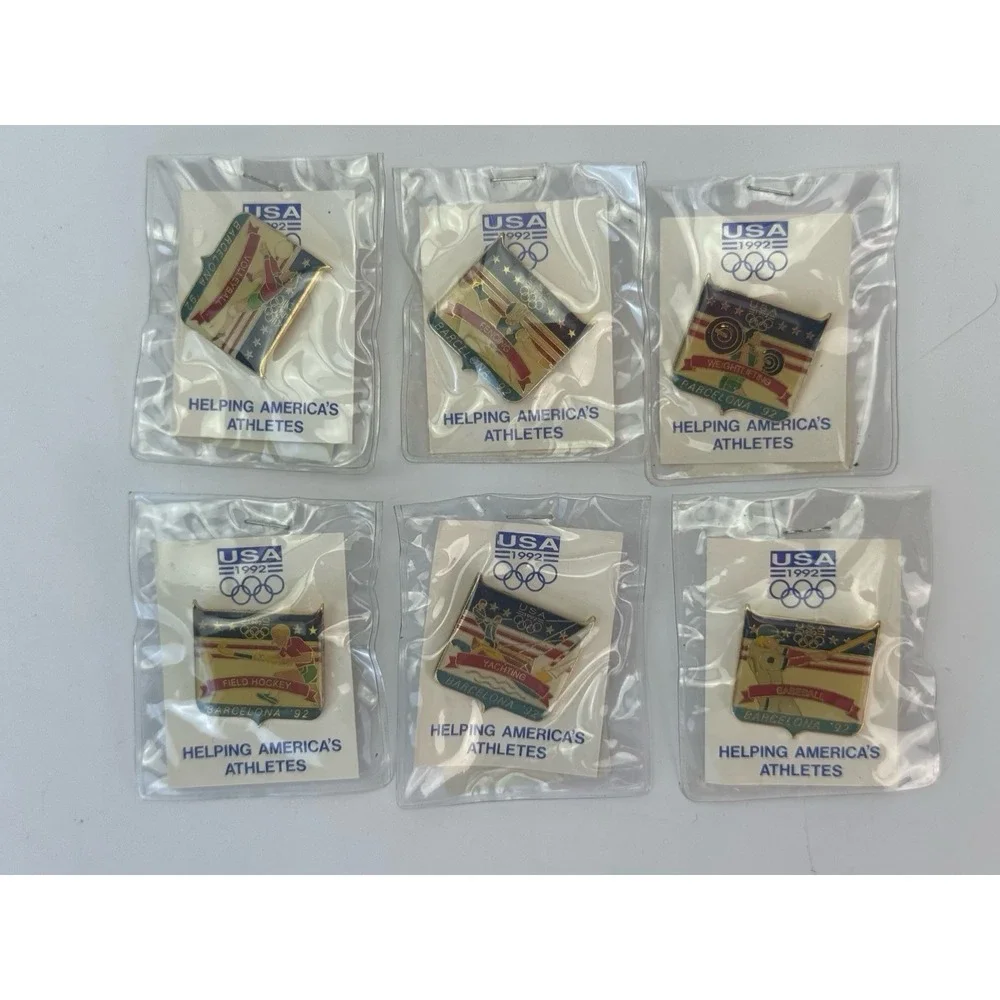 Vintage 1992 USA Olympic Barcelona Sports Pin Lot of 6 NOS Sealed Team USA